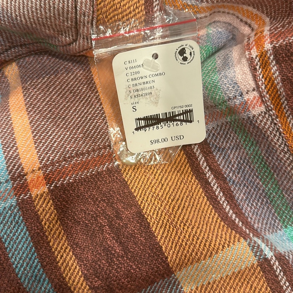 Free People Brown Plaid Short Sleeve Button-Down Shirt - Picture 3 of 4